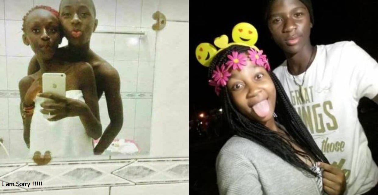 15 years old boy shares photos with his girlfriend after chopping themselves (photos)