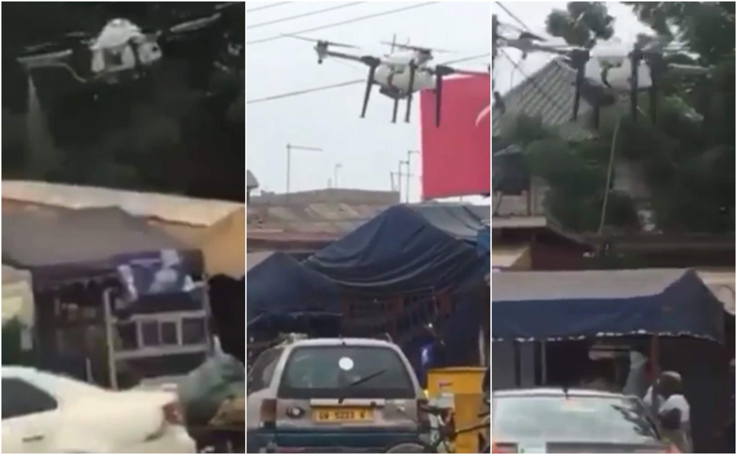 Government Uses Special Drones To Disinfect Some Parts Of Accra Against Coronavirus - Video