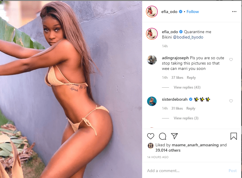 Fan asks Efia Odo to stop posting Naughty pictures so that they can marry her.