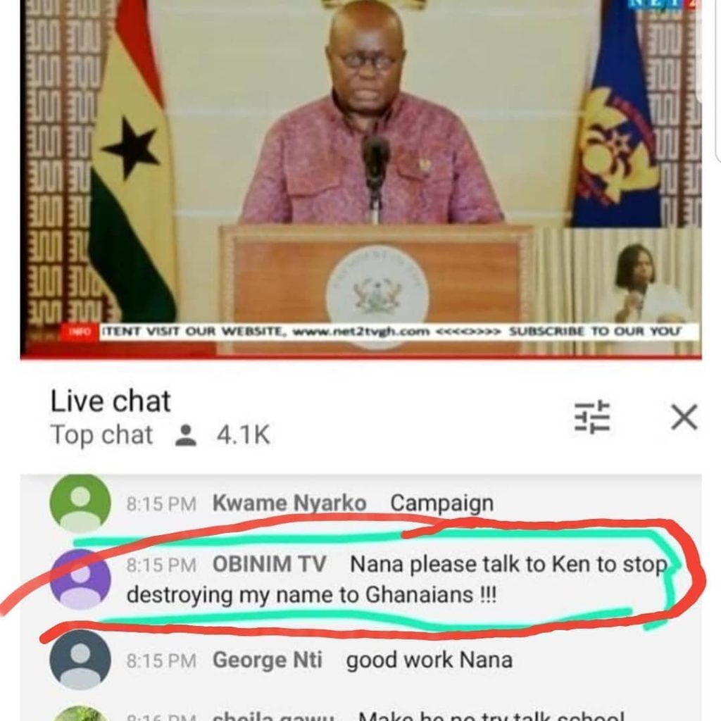 Obinim begs Nana Addo to stop Kennedy Agyapong from further attacking him.