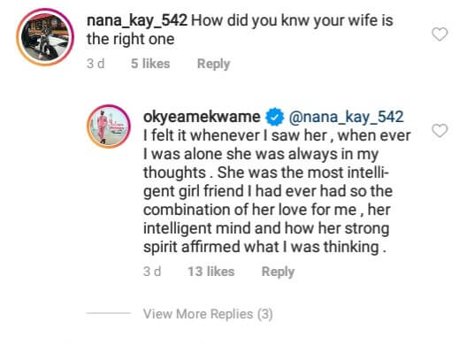 "Among all the girls I have been with, my wife is the most intelligent"- Okyeame Kwame.
