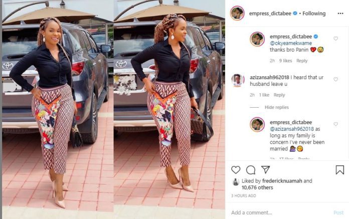 Benedicta Gafah finally speaks about her marriage.