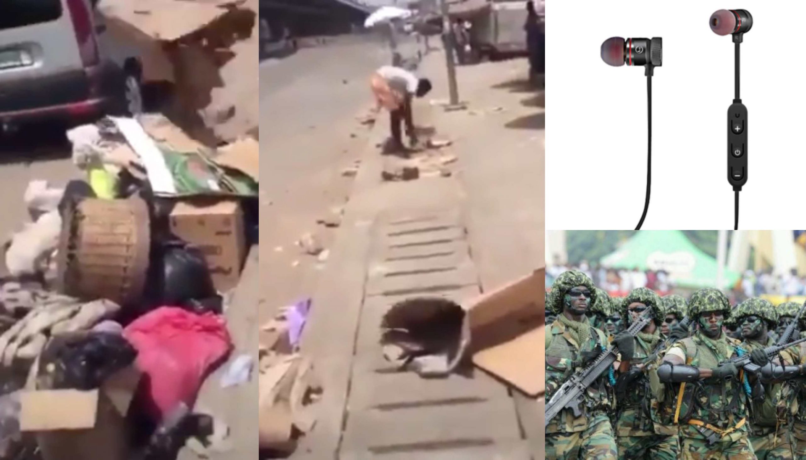 Young Guy Punished To Sweep The Whole Kasoa Market For Taking Videos of Military Men During Lockdown - Watch Video