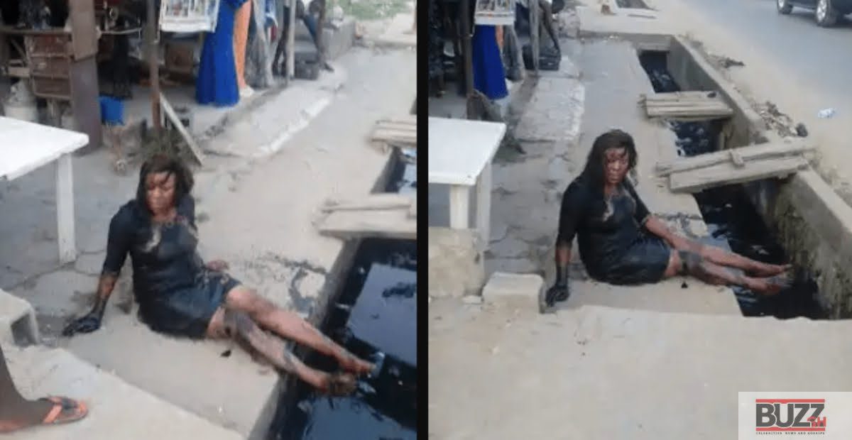 Lady Lands Straight Into Gutter After Fallen From Her High Heels - Photos