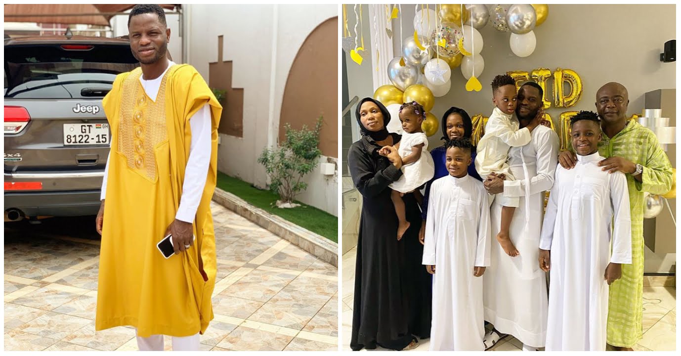 Mubarak Wakaso Flaunts His Beautiful Wife And Kids With Abedi Pele As they Mark Eid al-Fitr Photos