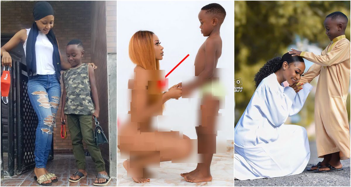 Ghanaians blast Akuapem Poloo for going nak3d in front of his underage child (screenshots)