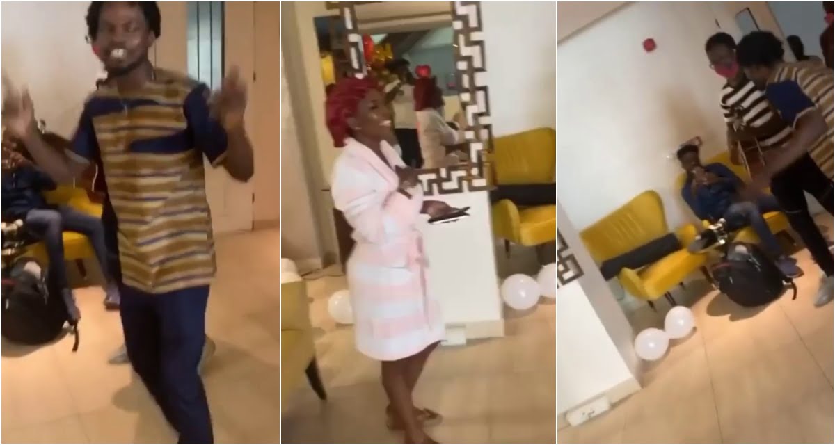 Nana Aba Anamoah shed tears as Fameye gives her special birthday present (video)