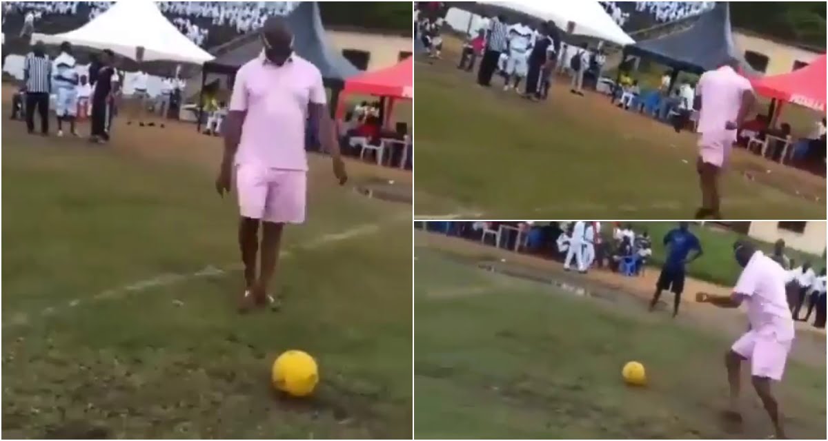 Hon. Kennedy Agyapong shows his football skills as he plays football (video)