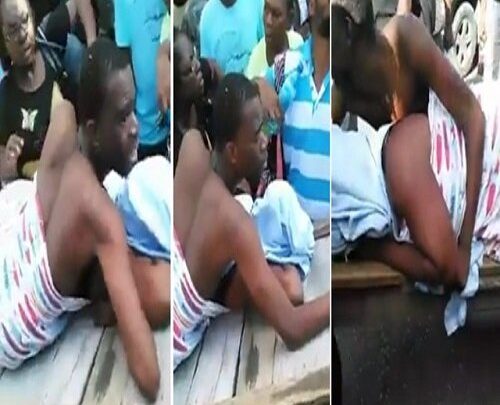 Married woman and her boyfriend disgraced after they were stuck during love making.
