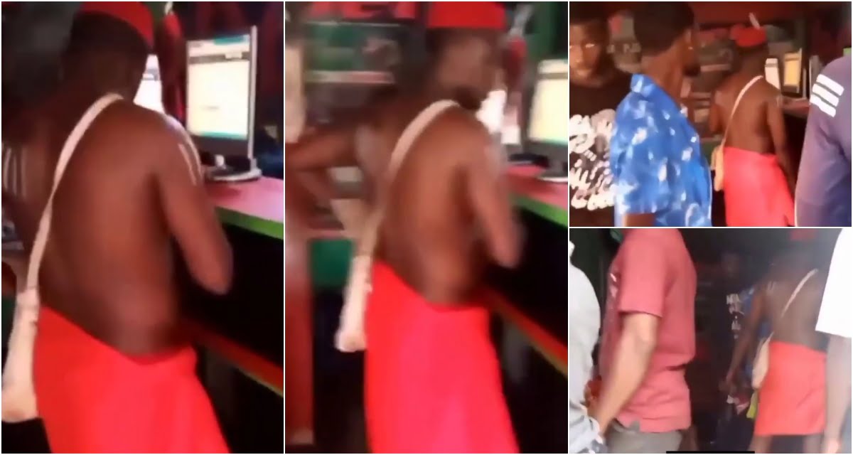 fetish priest spotted in a betting shop; Social Media Folks React (video)