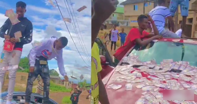Sakawa Boys spotted spraying money on the streets (video)