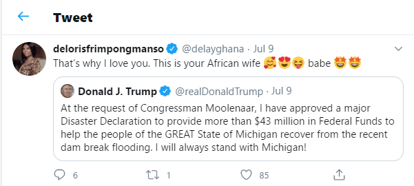 "I Am Your African Wife" - Delay Tells Donald Trump As She Confesses Her Love To Him - Screenshots