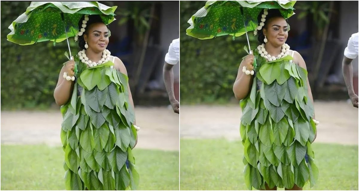 Na Fashion Or Madness? Lady Stuns The Internet With Leaves Outfit - Photos
