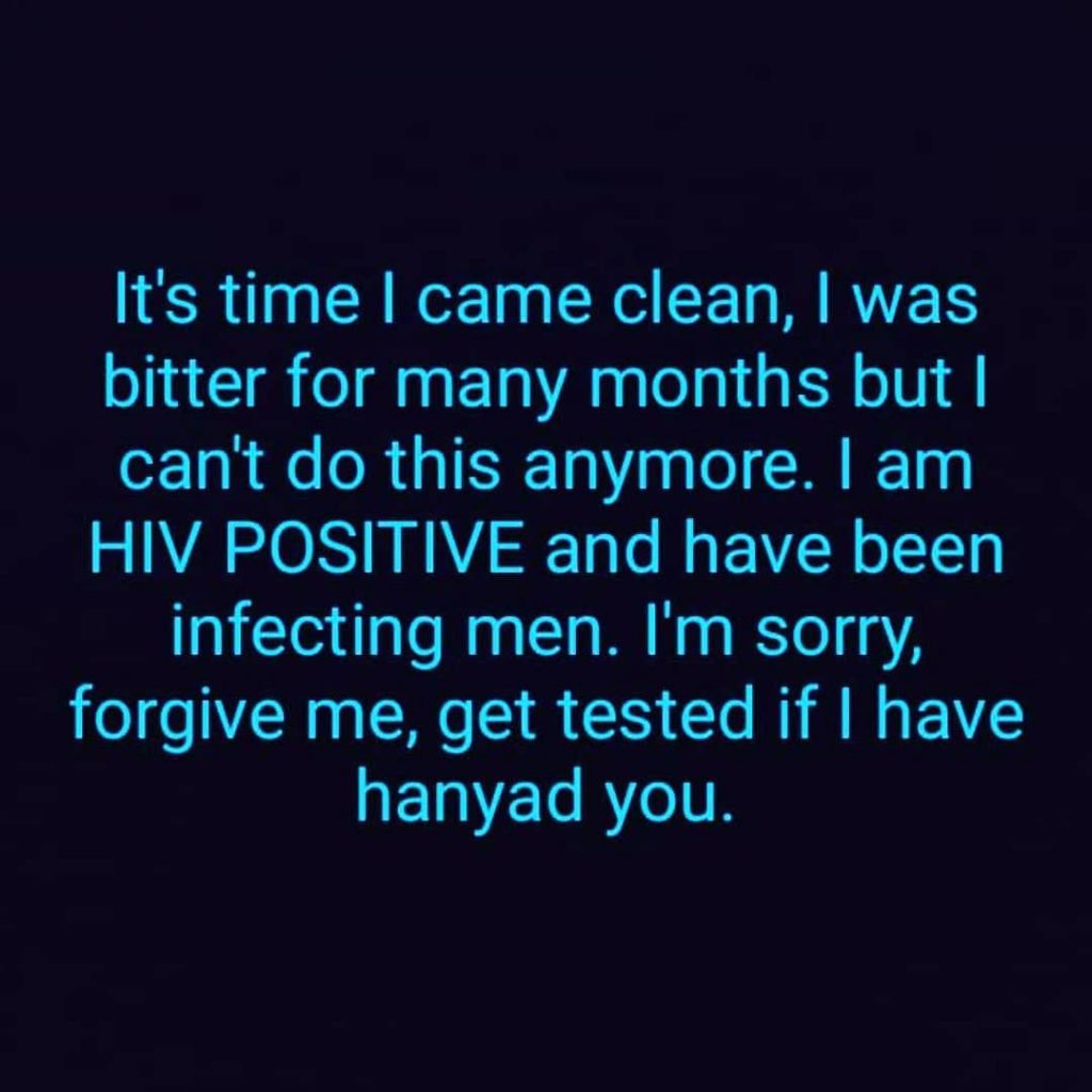 I'm HIV Positive - Lady Confesses as She Apologies To Men She Has Slept With (Photos)