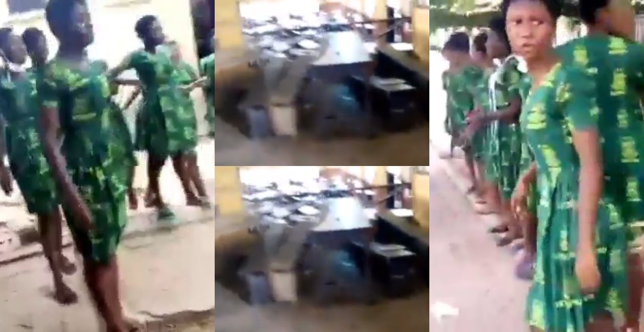 Angry Tweneboah Kodua SHS students destroy school properties after 'apor' swerved them - Videos