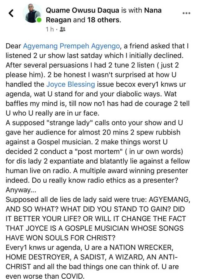 'You're antichrist' - Artiste manager blast presenter for allowing lady to Say Joyce Blessing is a Lesbian