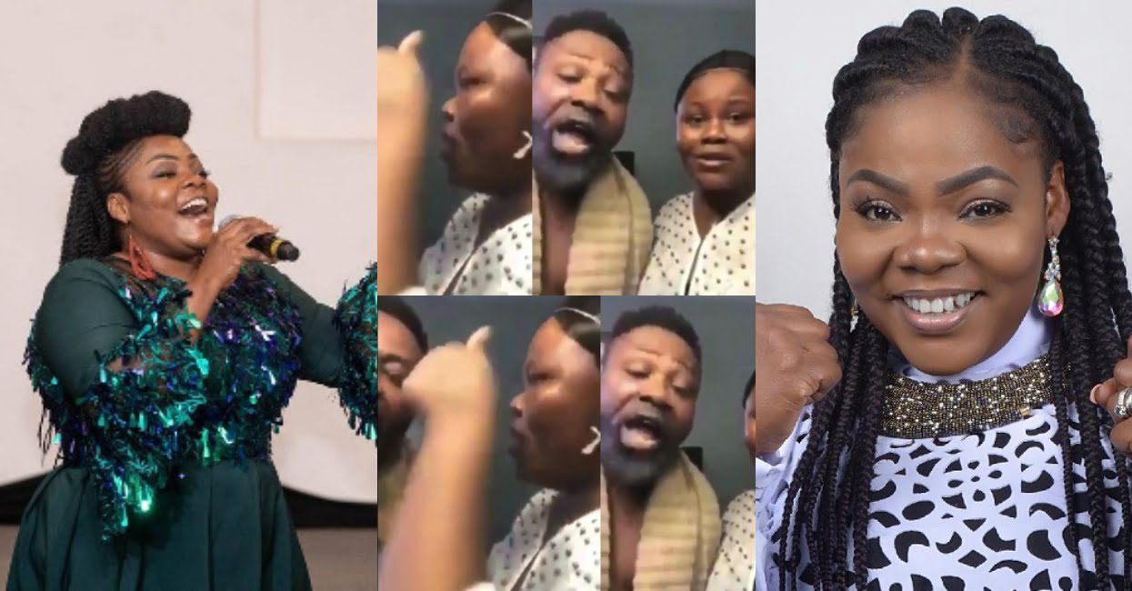 Watch: Gospel musician, Anita Afriyie seriously fights father for interrupting her Facebook live video