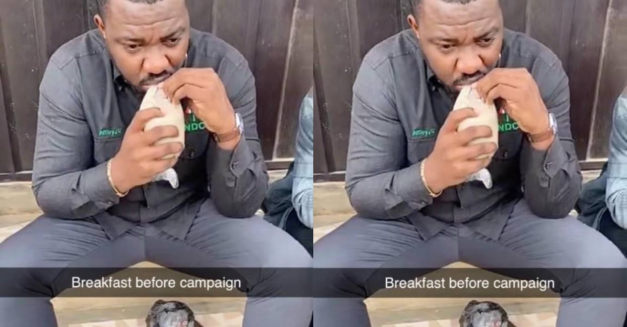 Video Of ‘Hungry’ John Dumelo Drinking ‘Hausa Koko’ Before Campaign Pops Up