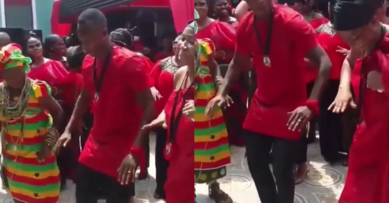 John Paintsil displays his ‘Agbadza’ dance skills at his mothers funeral