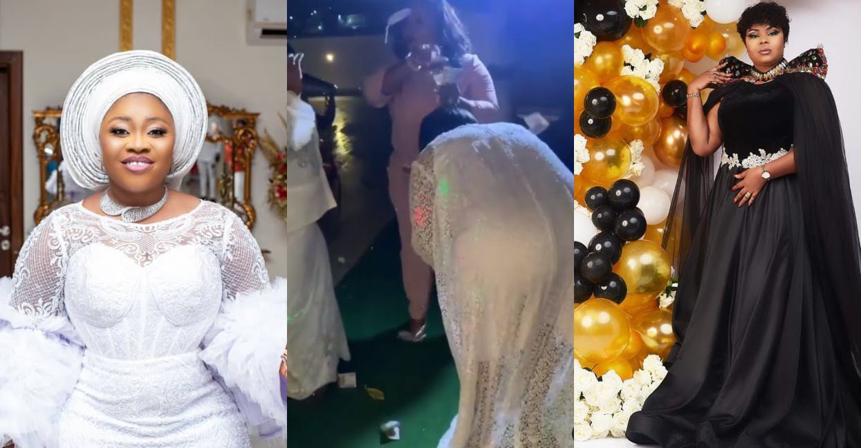 Rev. Obofour's wife rains cash on Gifty Osei at her birthday party - Video