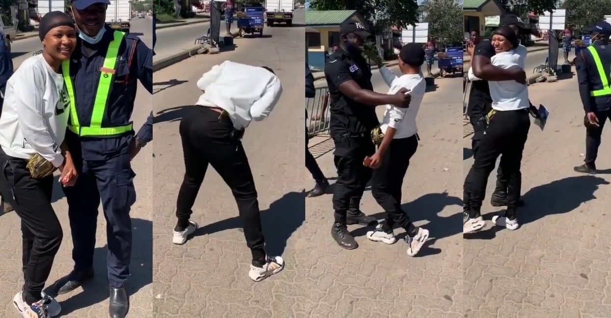 Kumasi Policemen leave their post to take selfies with Akuapem poloo (video)