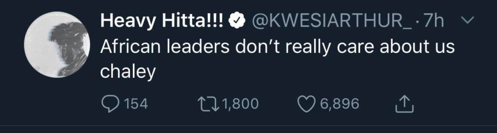 "African Leaders does not care about us"- Kwesi Arthur.