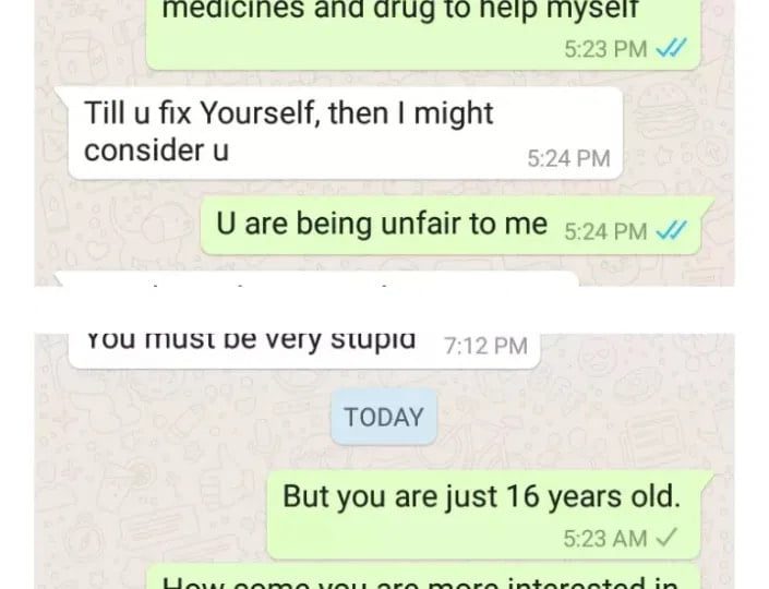 Leaked Chats – See How 16-Year-Old Slay Queen Disgraced Sugar Daddy Because He’s Weak In Bed
