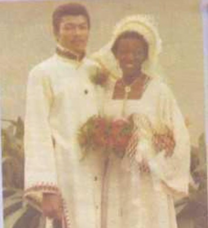 Rawlings and wife on their wedding day, 1977