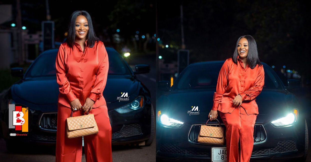 Jackie Appiah stuns in new photos as she poses with her Maserati