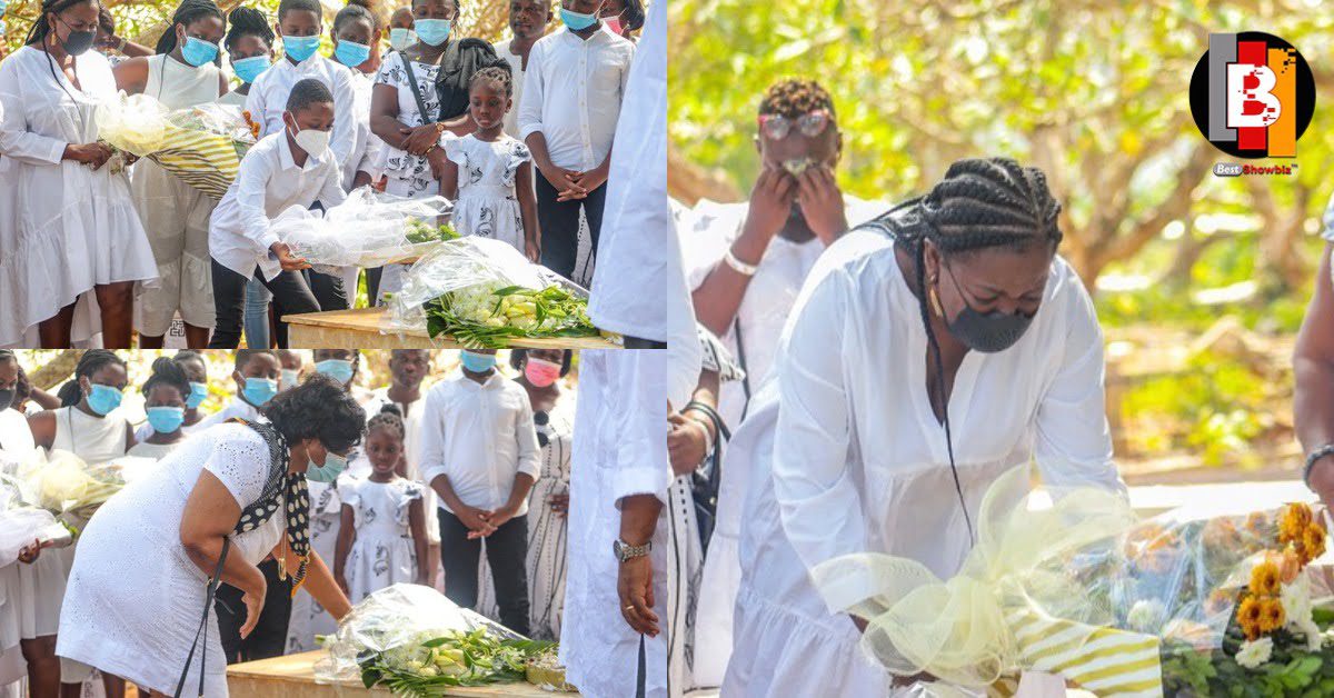 Tears flow as Lydia Alhassan visits husband's grave with her kids