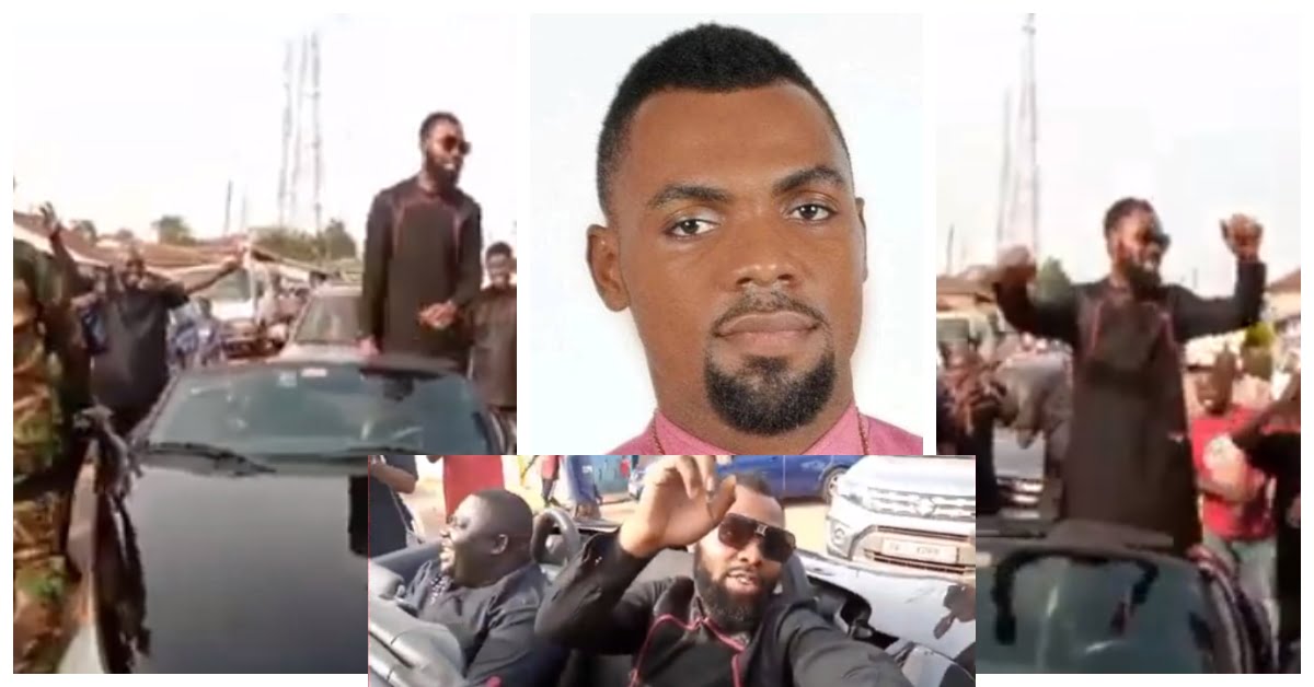 Rev Obofour Storms Akorkerri With Soldiers And His Fleet Of Expensive Cars - Video