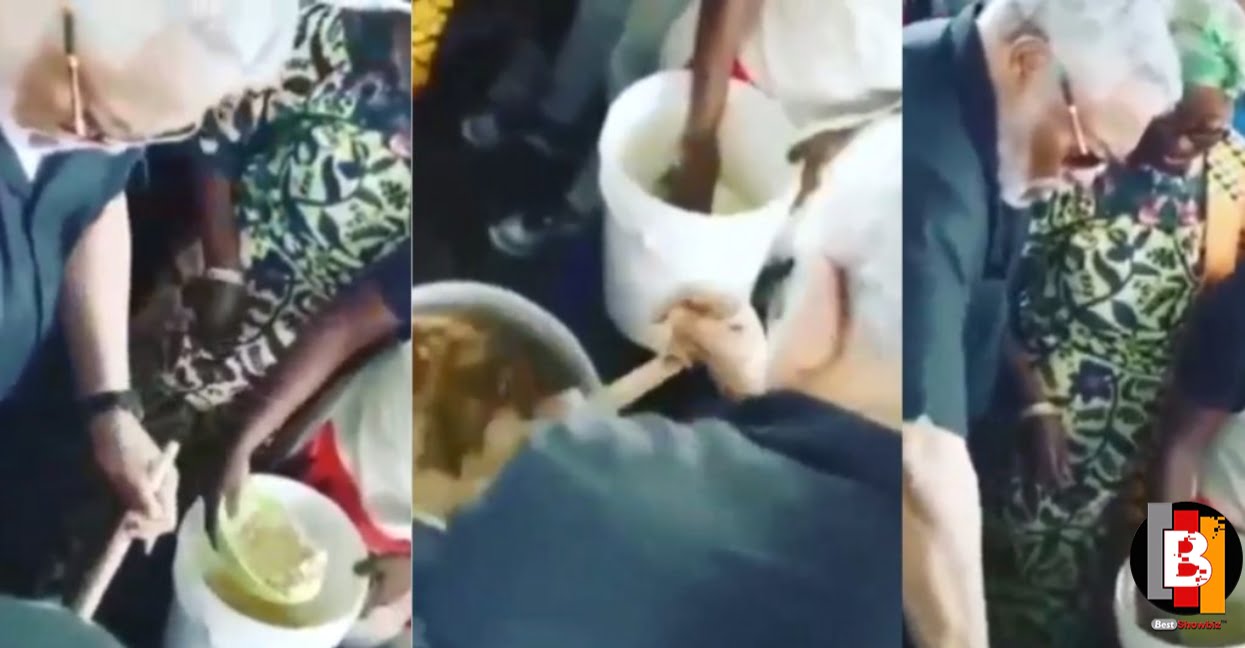 A throwback video of J.J Rawlings cooking Banku surface