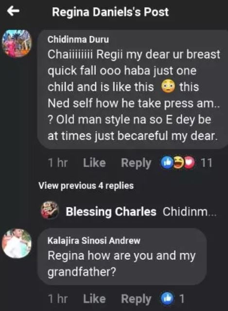 Fans mock Regina Daniels after sharing no-bra photos revealing her fallen b00bs