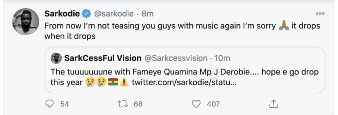 "Ungrateful people" – Sarkodie jabs fans after trolling him for endorsing Nana Addo