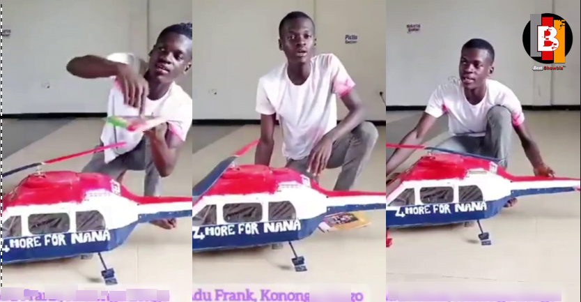 2nd year Free SHS Science student, Frank Adu builds helicopter to honor Akufo-Addo