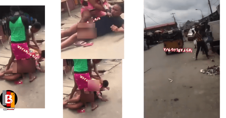 Slay queens fight each other on the streets with weapons over a man (video)