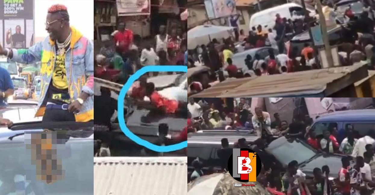 Watch Moment Shatta Wale’s Car Almost Killed Fan In Kumasi