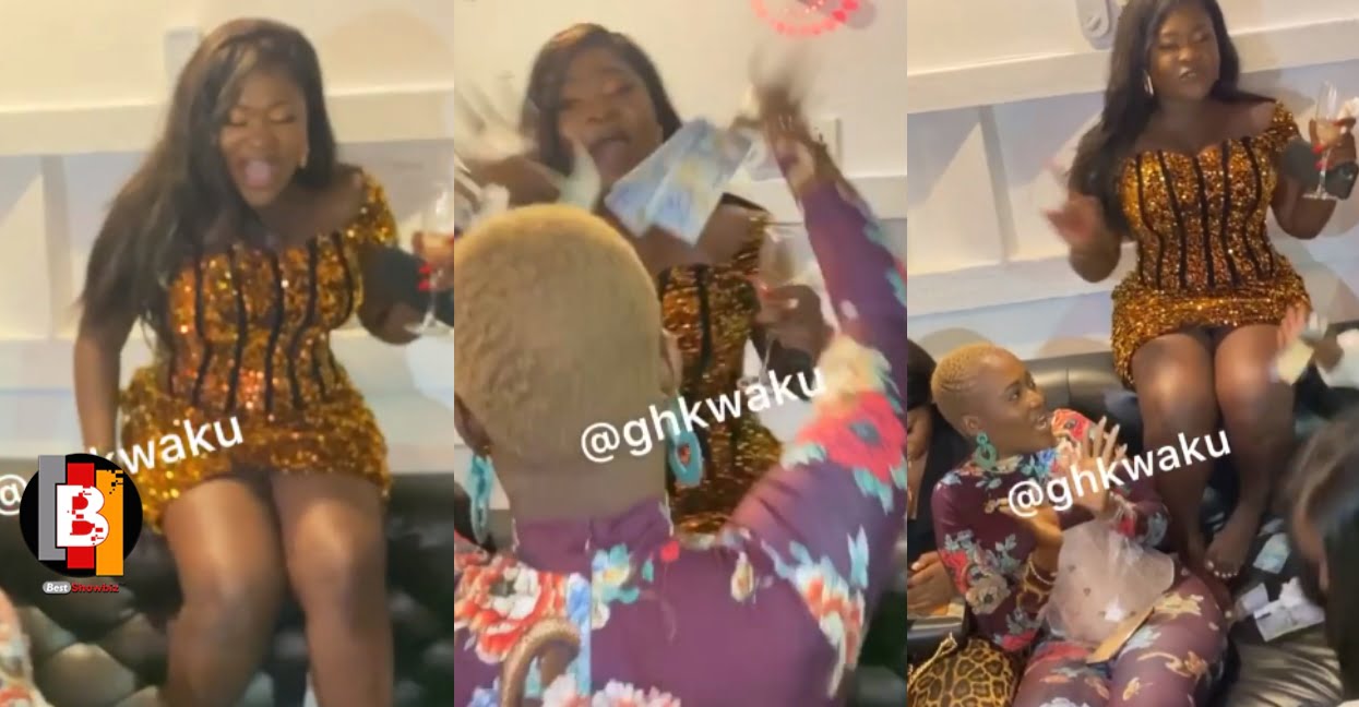 Watch the moment Fella Makafui rained money on Sista Afia at her birthday party