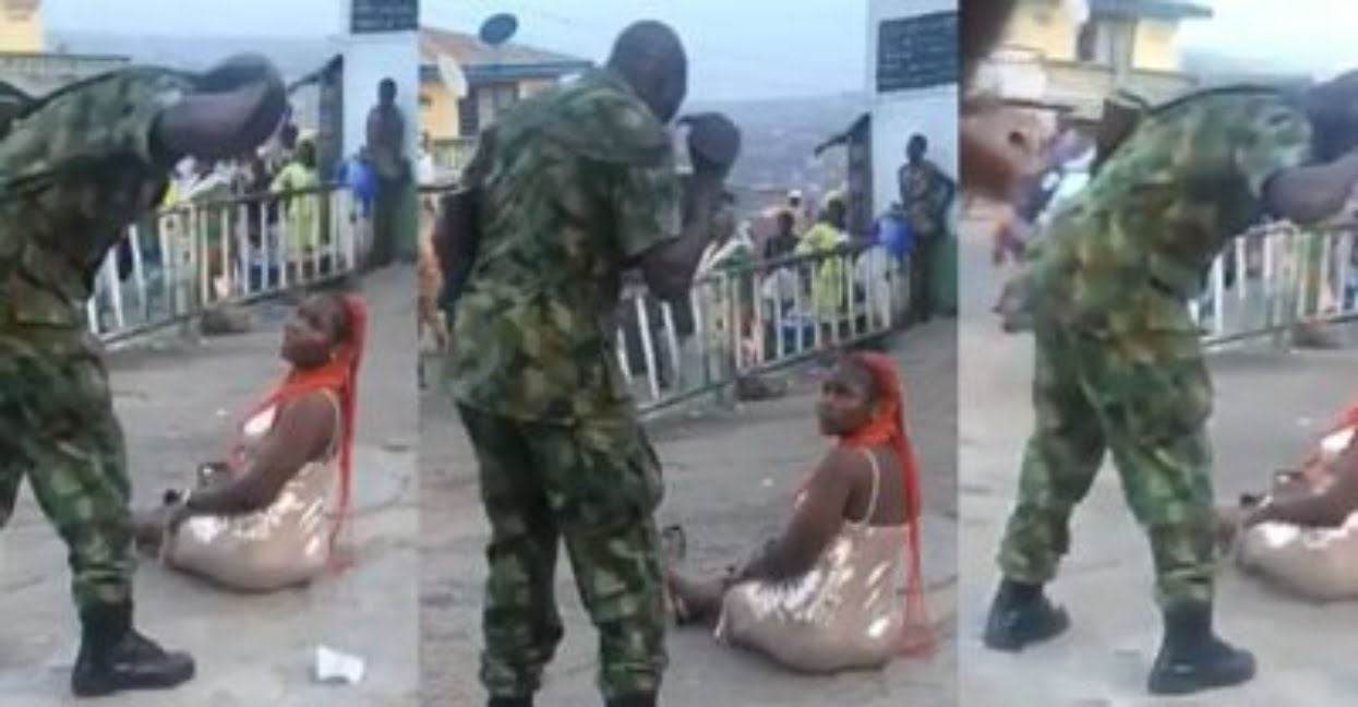 Slay queen lashed by a soldier for dressing indecently in Public (video)