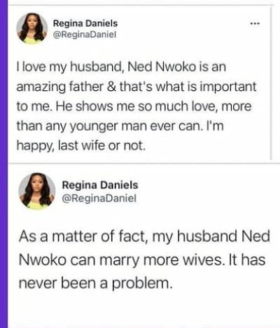 “My Husband Can Marry More Wives” – Regina Daniels Gives Ned the final Permission