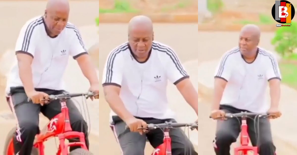 John Mahama Goes for a bicycle ride to exercise ahead of the December 7th Elections. (video)