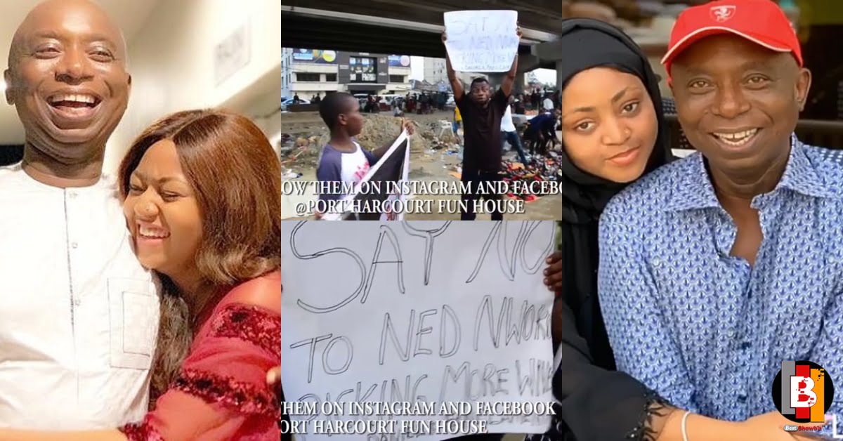 Fans of Regina Daniels take to the streets to protest against Ned Nwoko marrying a 7th wife (video)