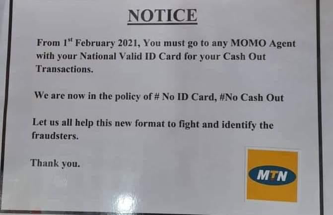 MTN introduces "no ID no cashout Policy"