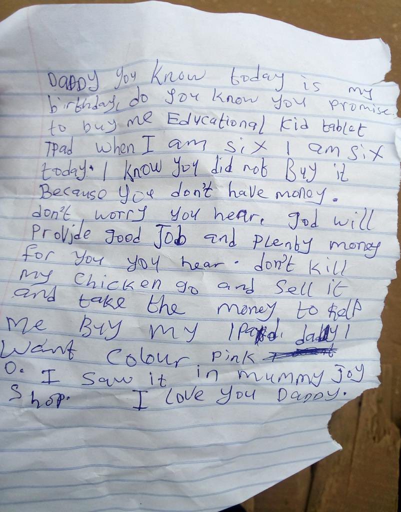 6-year-old girl writes a touching letter to her Father on her birthday - Photos