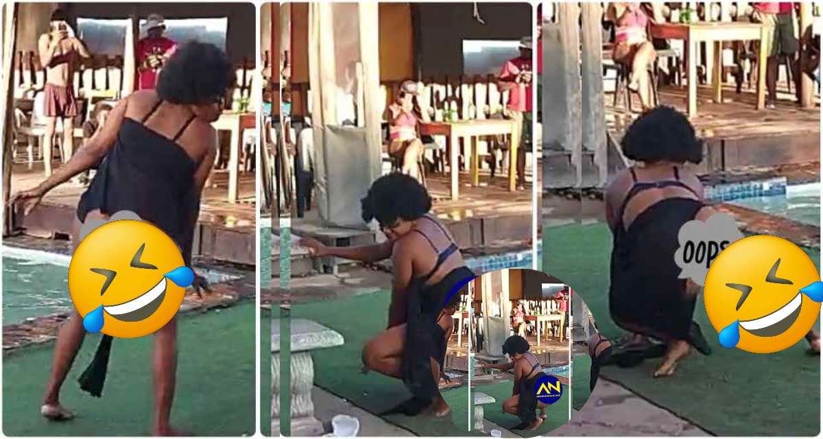 Slay queen dances 'naket' at a pool party (video)