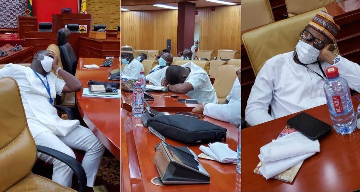 NPP MPs doze off in parliament after arriving at 4 am to occupy majority seats - Photos