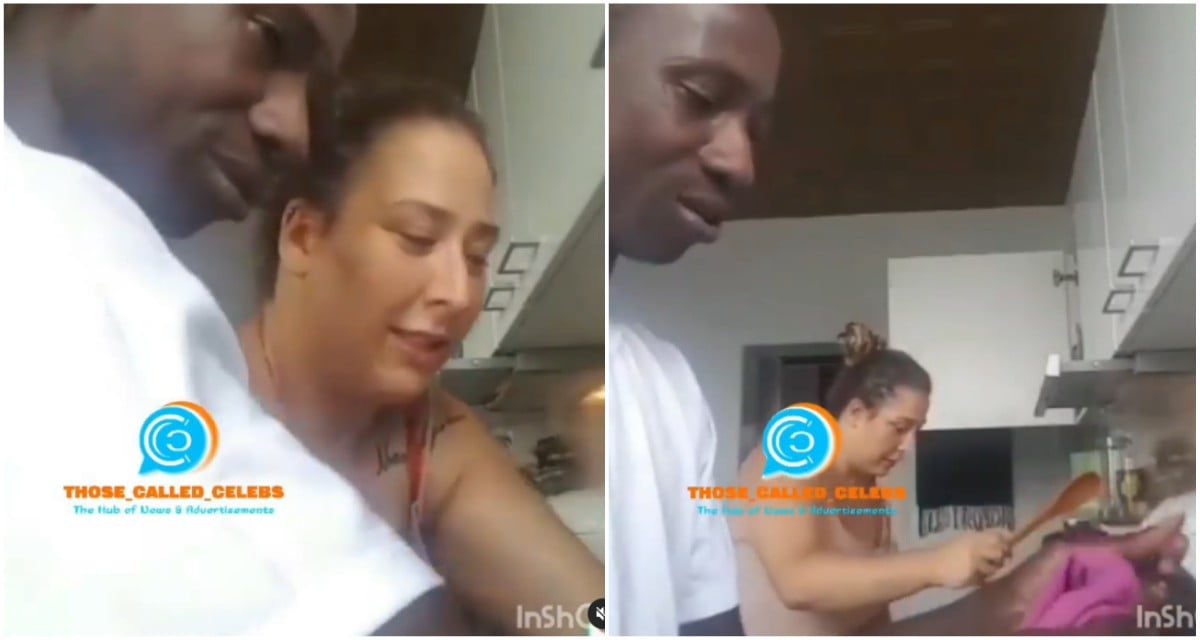 Watch a Romantic Video of Patapaa and his Wife cooking together in the kitchen