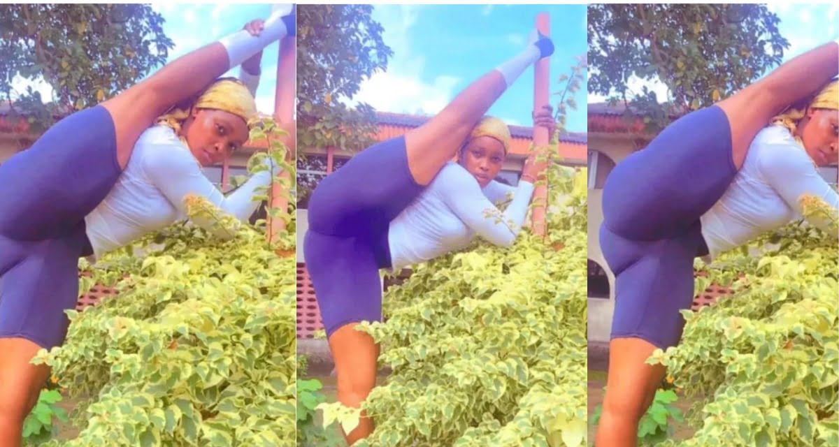 This lady is turning heads on social media with her crazy pose whiles taking pictures.