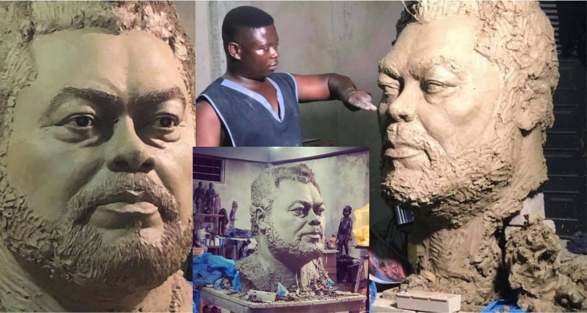 Man designs a beautiful sculpture of late J.J Rawlings - Photos