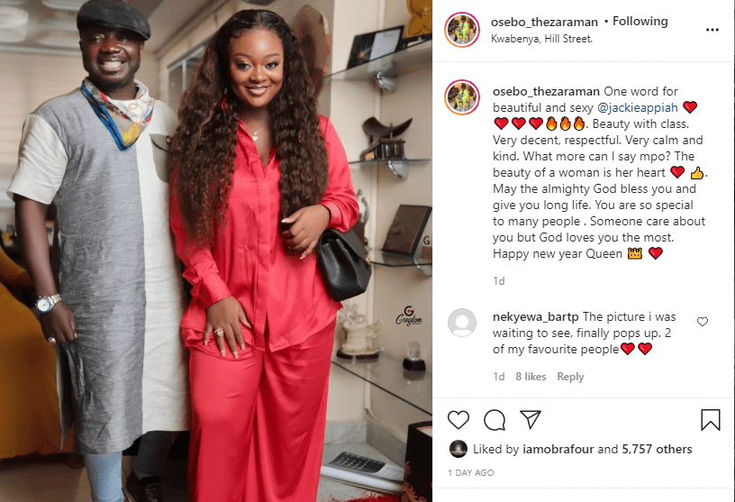 Osebo finally meets his dream woman, Jackie Appiah - Here is what happened 